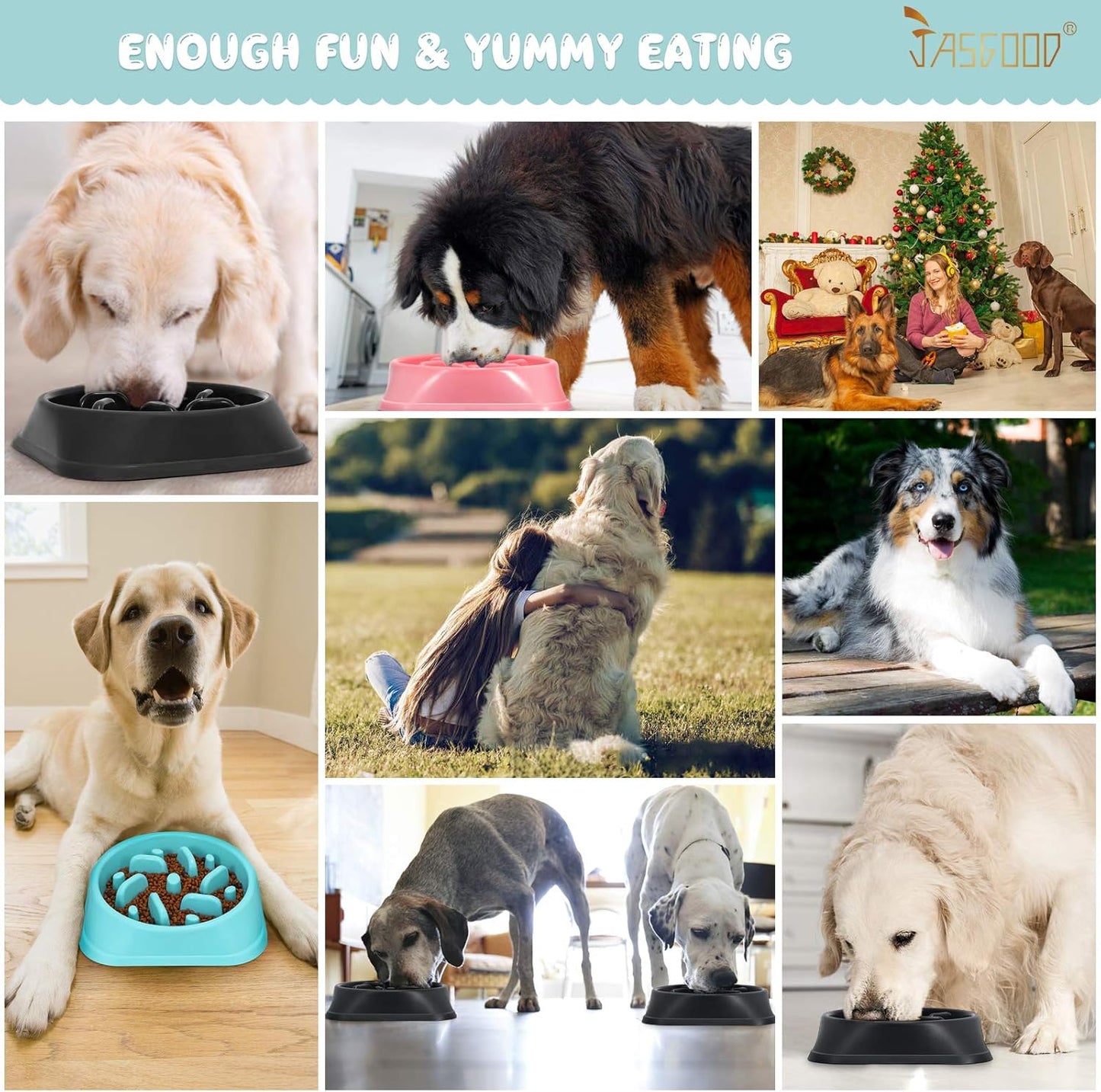 Slow Feeder Large Dog Bowls Slow Eating Pet Bowl Eco-Friendly Non-Toxic Preventing Choking Healthy Design Bowl for Large Dog Pet Stop Bloat Bowl(Blue)