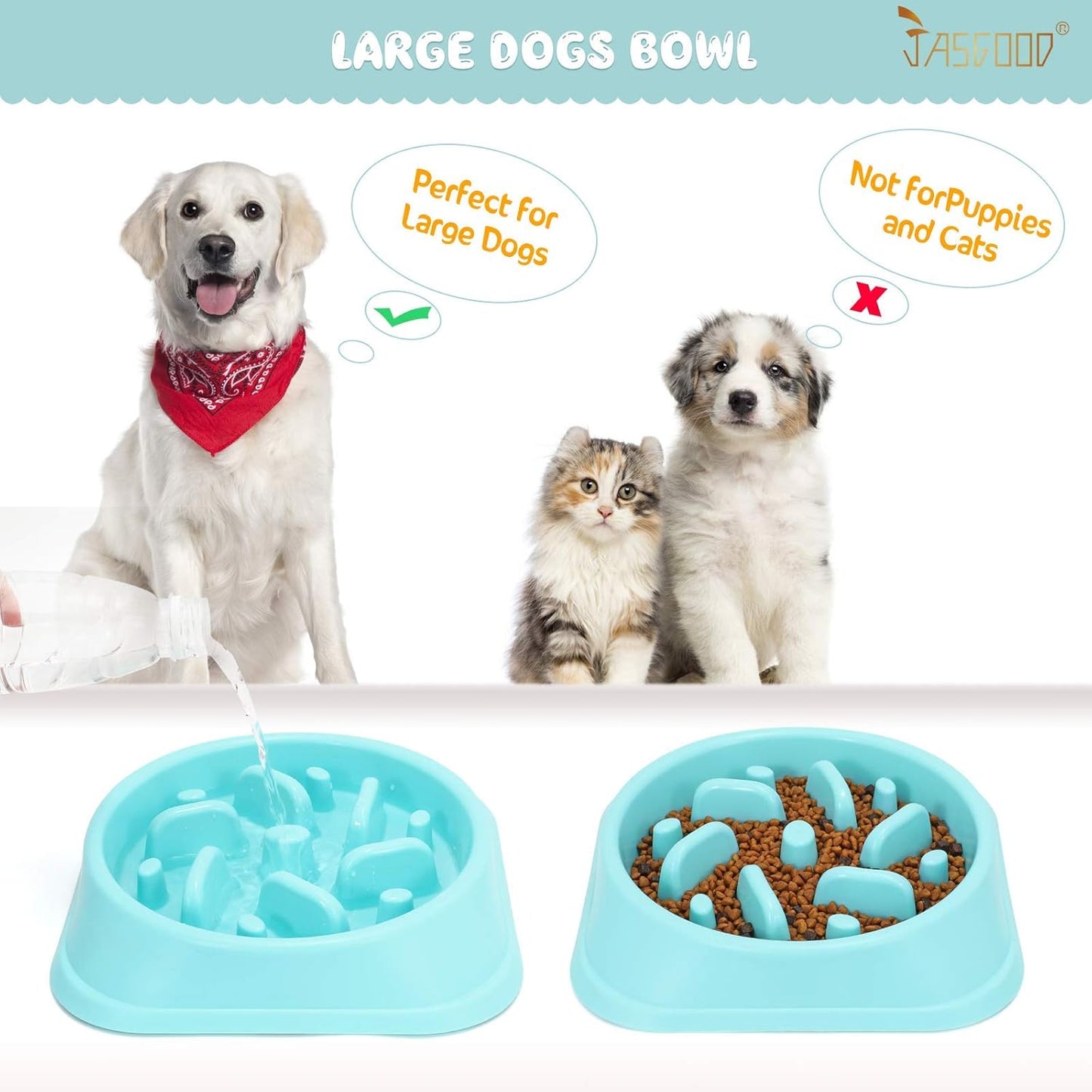 Slow Feeder Large Dog Bowls Slow Eating Pet Bowl Eco-Friendly Non-Toxic Preventing Choking Healthy Design Bowl for Large Dog Pet Stop Bloat Bowl（Blue）